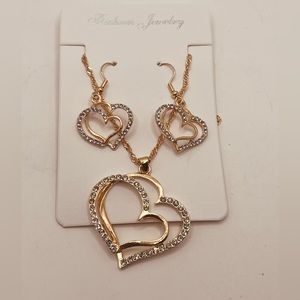 Gold plated set jewelry for women heart design